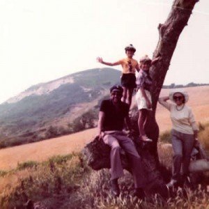 1975 - On the way to Golden Cap - Heather Pepper (top of picture, then 8), brother Ian, Dad Bob and Gran.