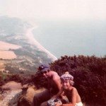 1975 - We have made it to the top of Golden Cap - Heather Pepper's brother, Ian and Dad, Bob.